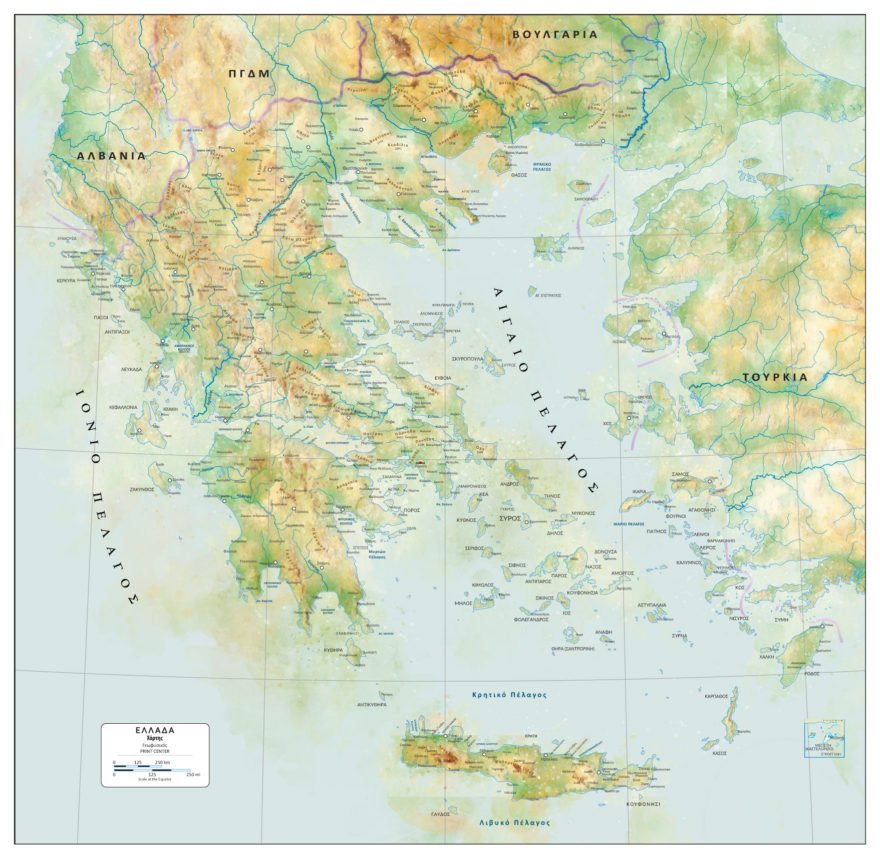 γεωφυσικός χάρτης Ελλάδας