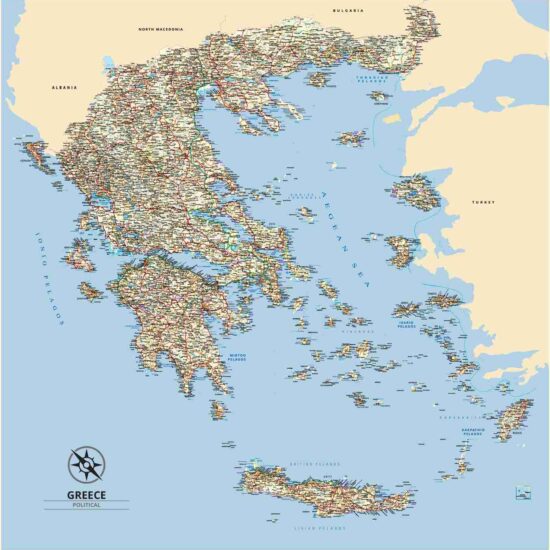 Greece wall map