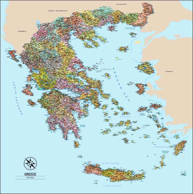 detailed map of Greece