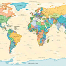 παγκόσμιος χάρτης Ελληνικά σε καμβά