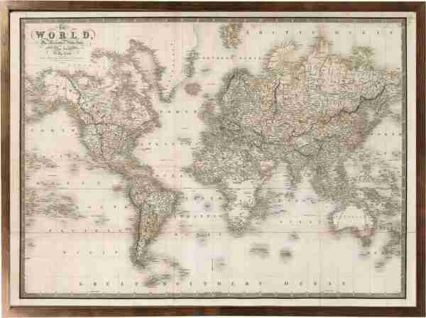 World Atlas 1837 Παγκόσμιος χάρτης του 19ου αιώνα . Προβολή Mercator. Πολύ λεπτομερής & διακοσμητικός χάρτης για το σπίτι ή το γραφείο. (1837). Παραγγελία σε ότι μέγεθος και υλικό θέλετε.