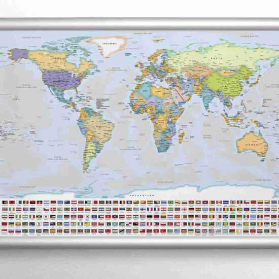 Παγκόσμιος χάρτης με σημαίες κορνίζα